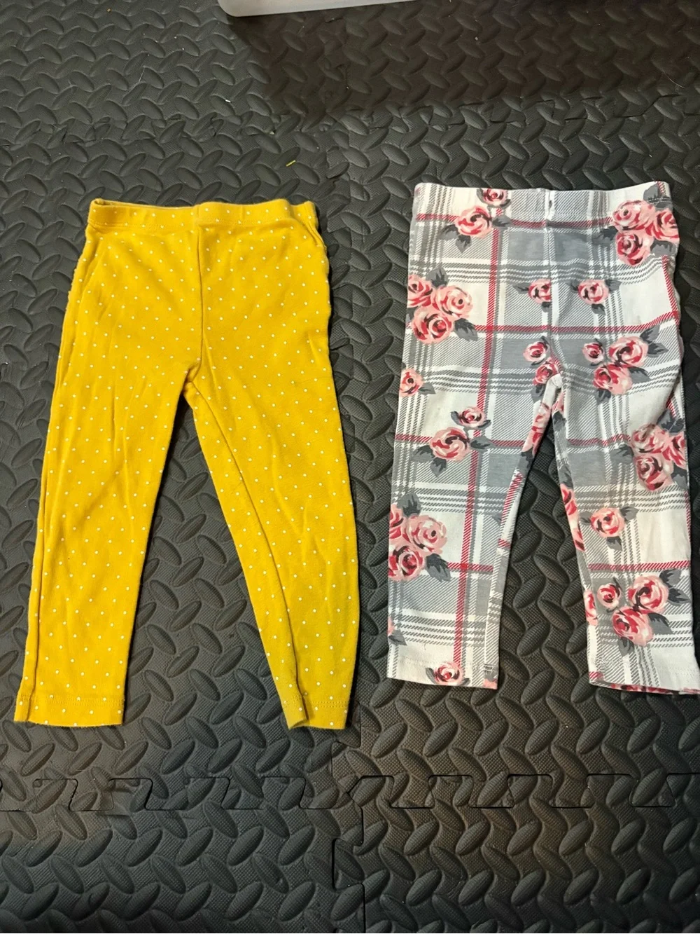 Girls' Yellow Polka Dot & Floral Leggings - Kids Bottoms